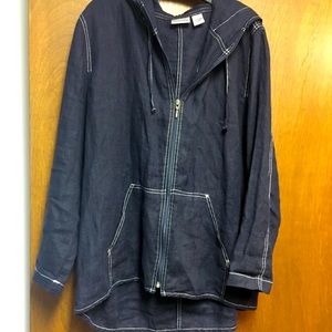 Chico’s oversized Linen jacket, navy, size 2